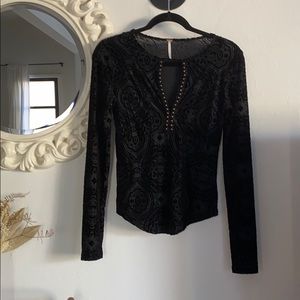 Free people velvet long sleeve shirt